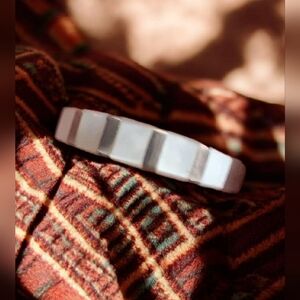 VINTAGE MOTHER OF PEARL INLAY RING 925 SS SIZE 9